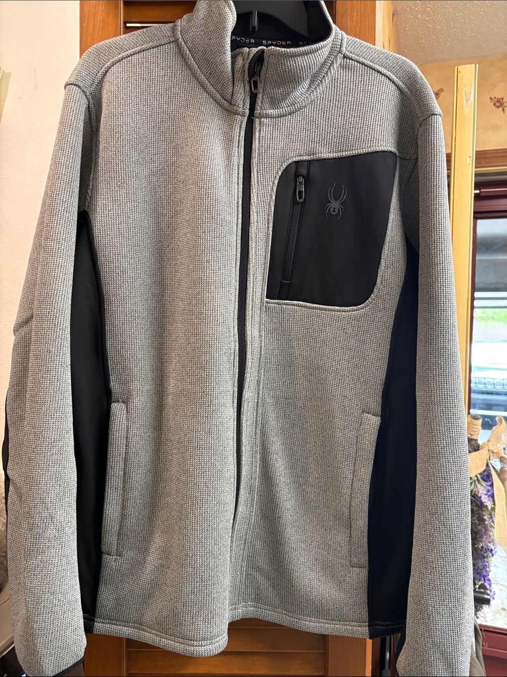 Spyder Light Gray and Black Full-Zip Jacket